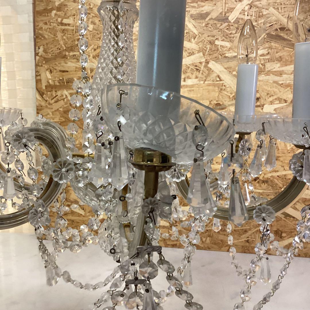 ヤマギワ　クリスタルビーズの6灯　アンティーク　シャンデリア　100V（H100