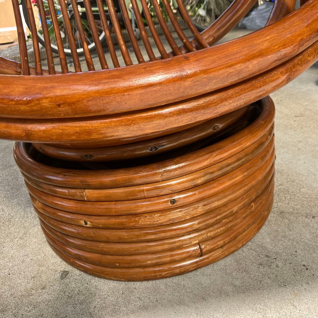 ラタン回転チェア　籐椅子　レトロ