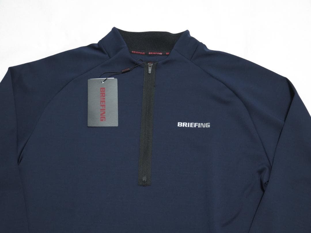 ⓁBRIEFING GOLF ブリーフィングゴルフ 背面ロゴハーフジップシャツ紺