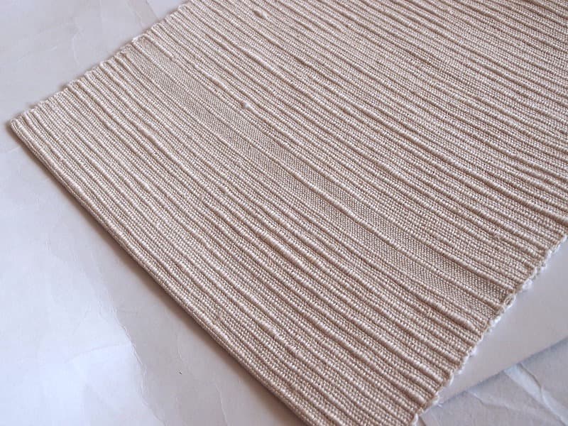 手織りの節紬八寸名古屋帯（オフホワイト無地）正絹美品