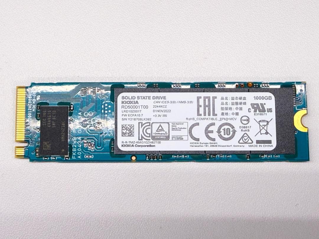 中古 SSD 1TB NVMe KIOXIA(キオクシア)　M.2 2280