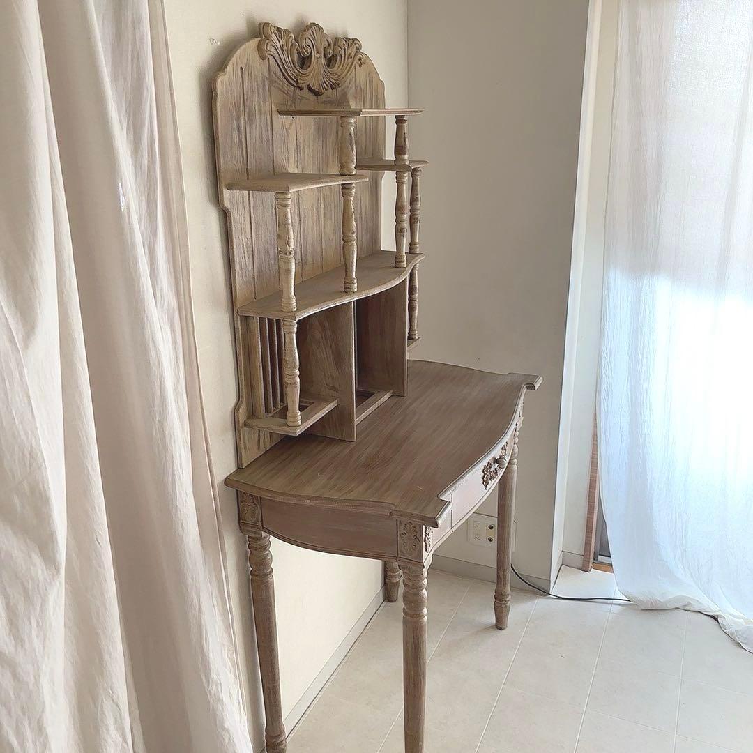 フランス製　アンティーク　シャビーシック　デスク　飾り棚　フレンチシャビー　机