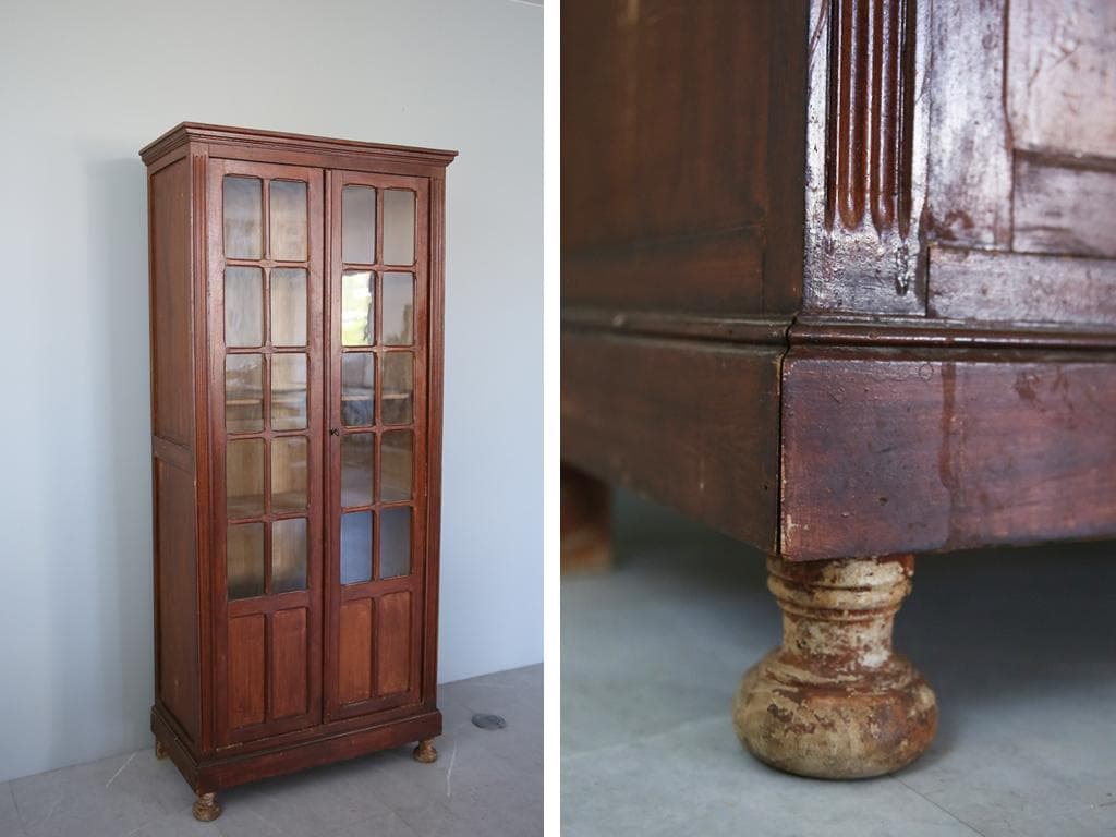 フランスアンティークブックケースキャビネット/本棚/食器棚/飾り棚90-107