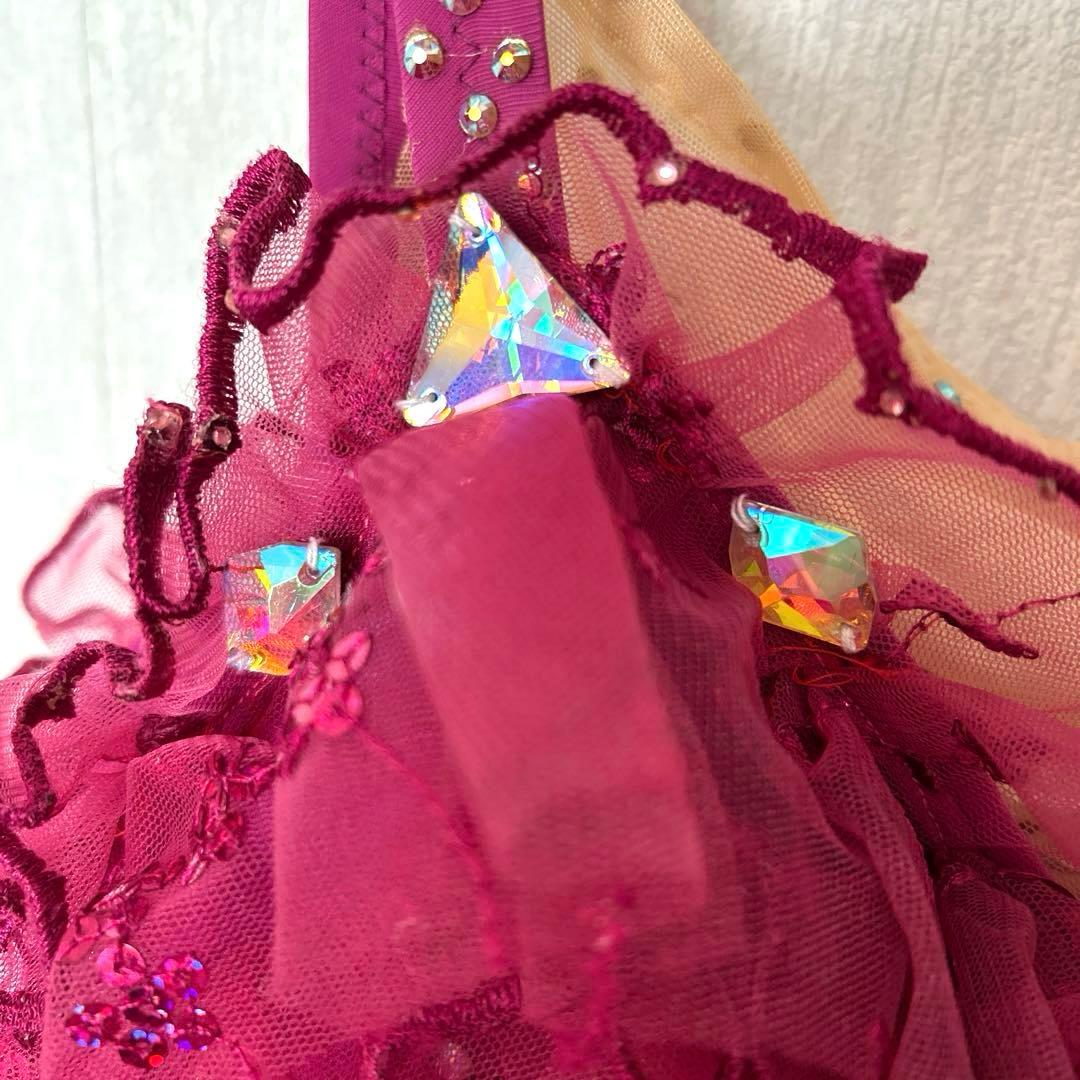 【華やか】フューシャピンク 豪華ストーン　クリスアン　社交ダンス　最終お値下げ