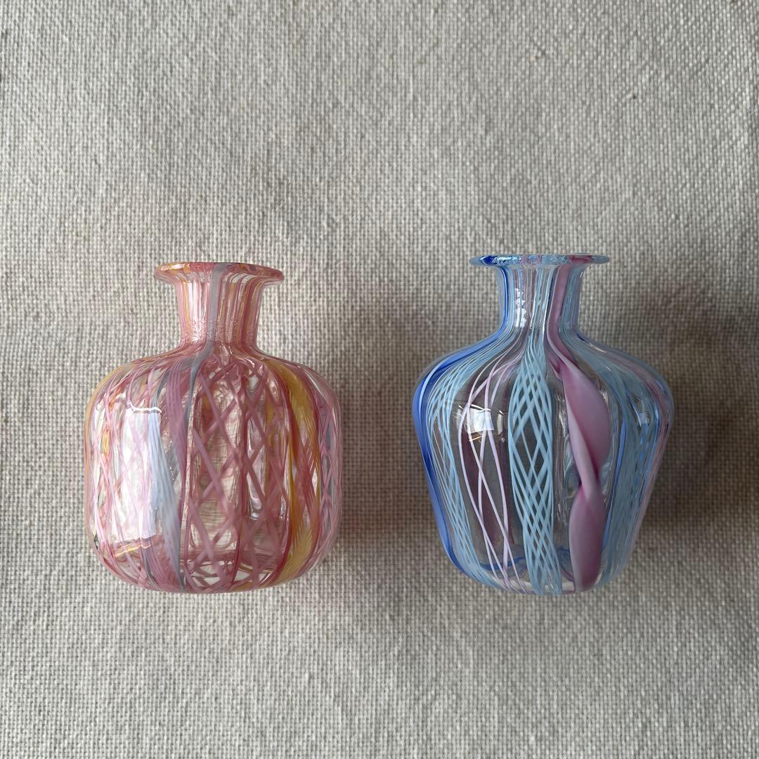 ベネチアンガラス　レース　香水瓶　一輪挿し　　　花瓶　2個セット