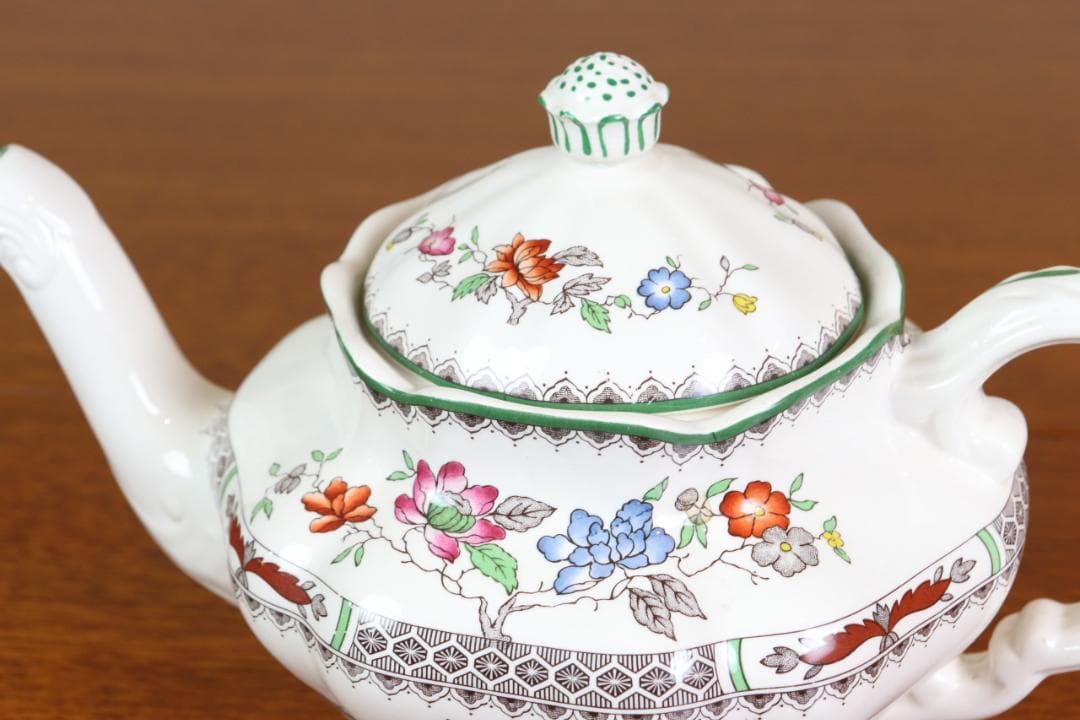 お値下げ　スポード　チャイニーズローズ　ポット　イギリス　ヴィンテージ