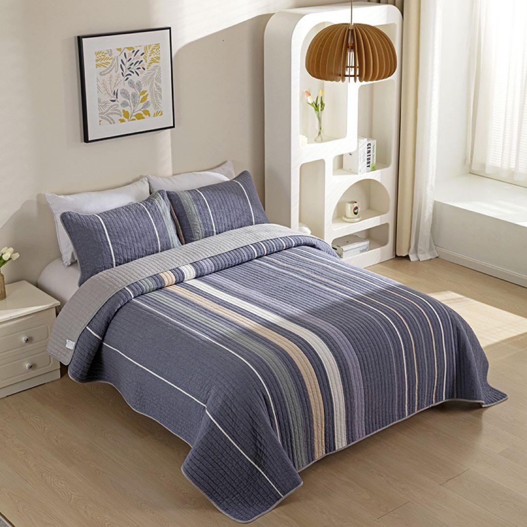 キルトベッドカバー3点セット綿マルチカバー キルティング 166