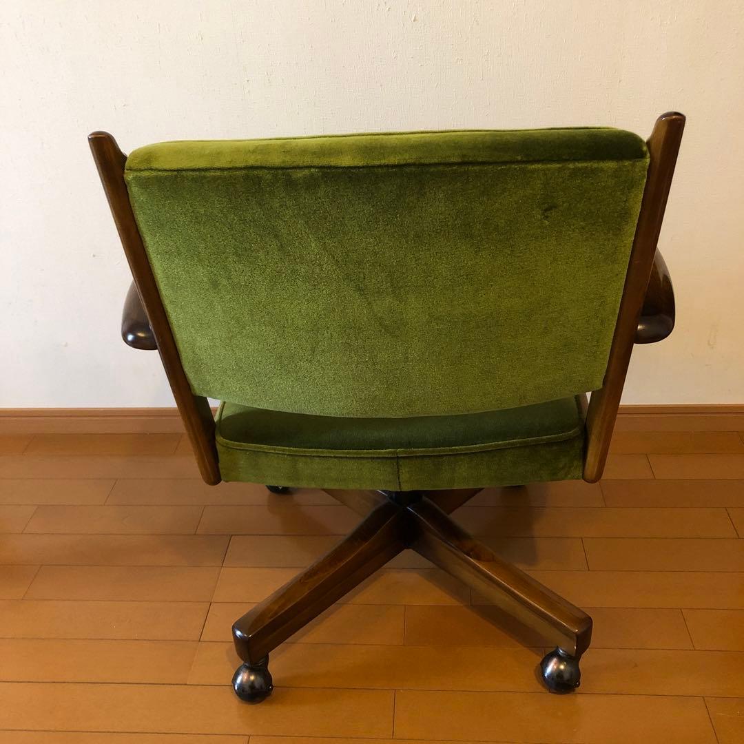 karimoku グリーン ベルベット デスクチェア