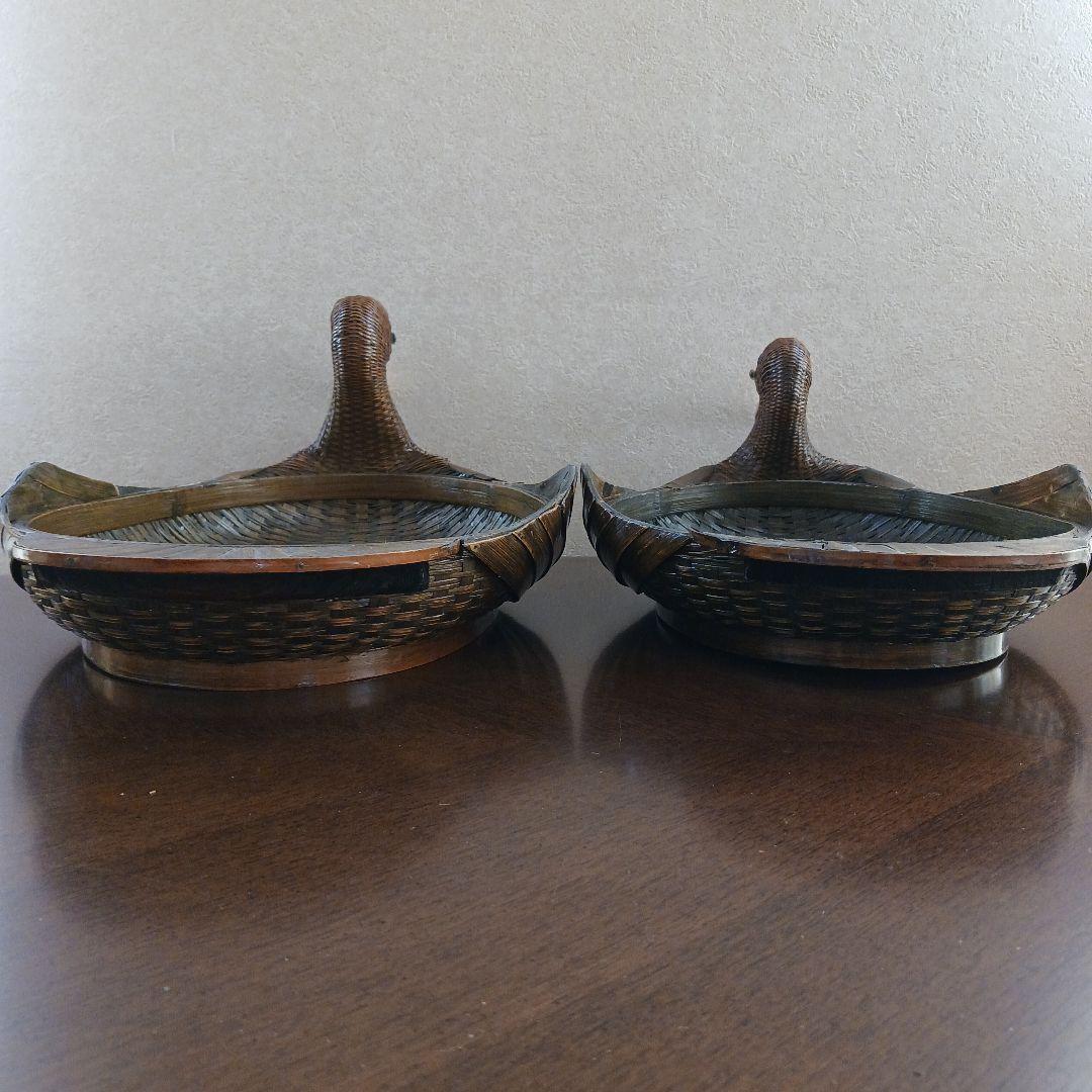 鳥型バスケット　小物入れ　 2個 竹細工