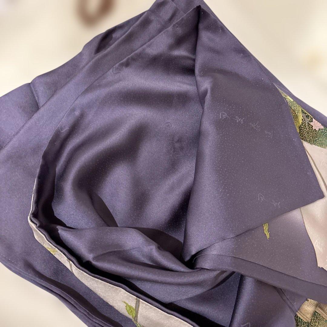 44紫色の風景刺繍着物　甲斐泰造