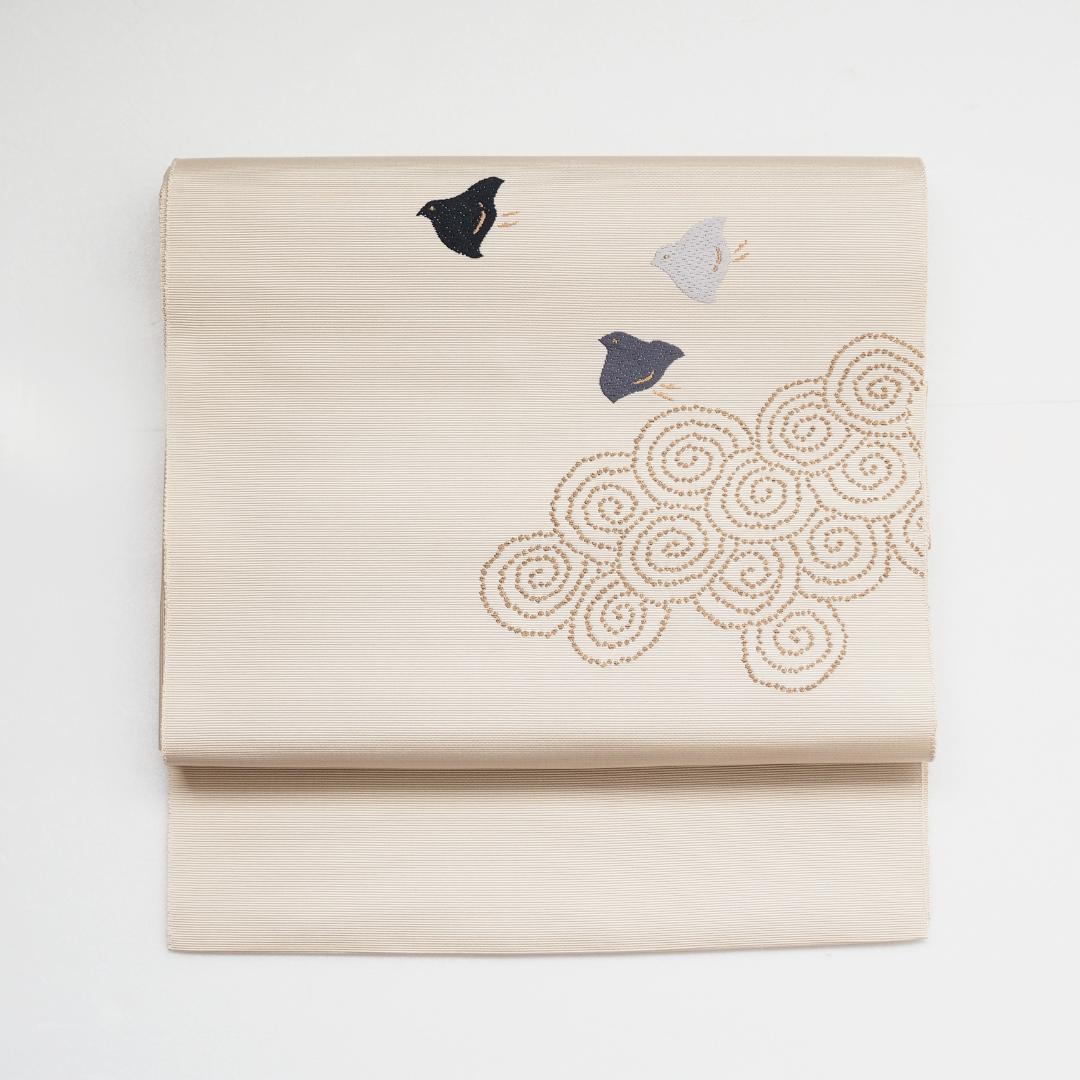 【帯】【名古屋帯】雲林綴 祥園 八寸帯 かがり帯 千鳥 No.9