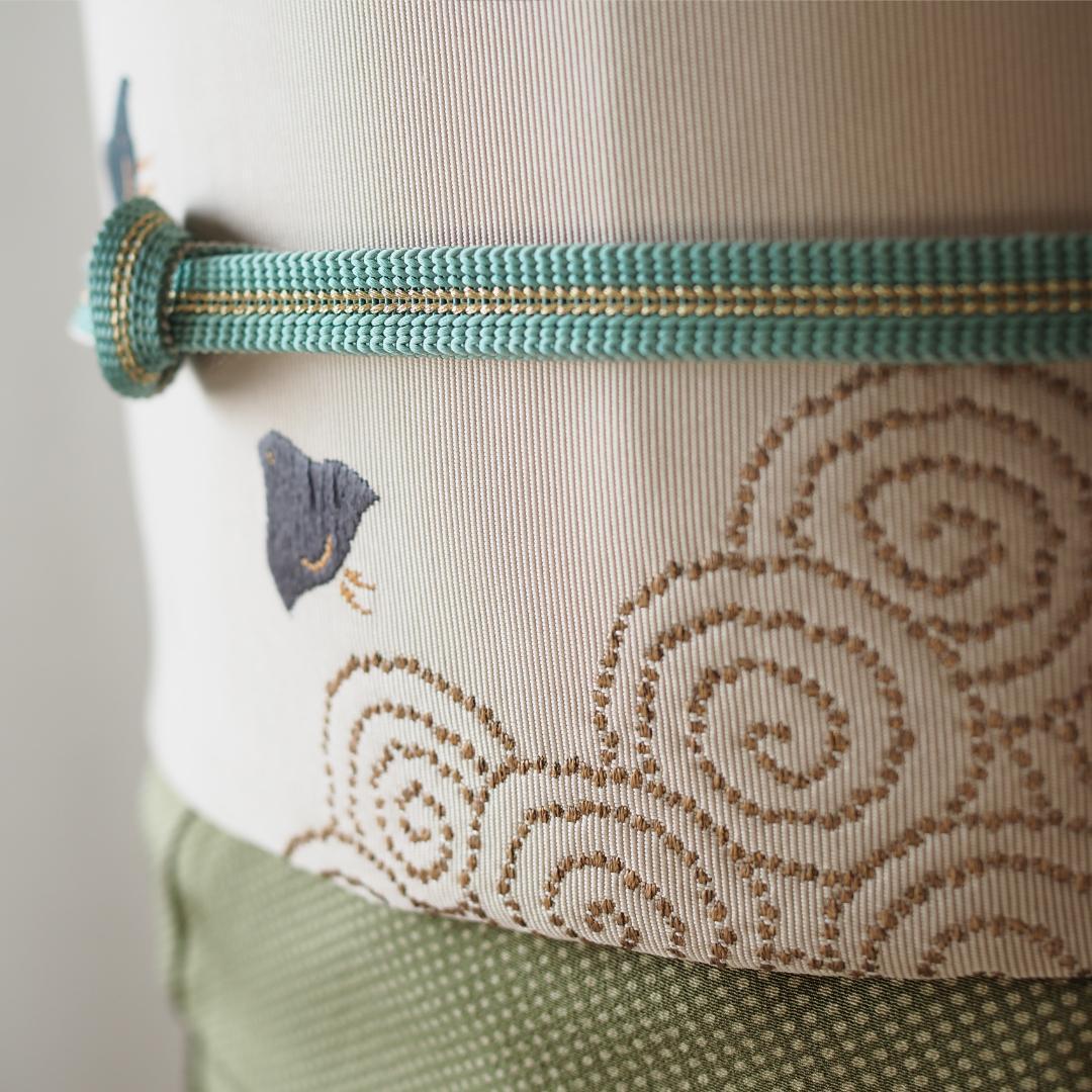 【帯】【名古屋帯】雲林綴 祥園 八寸帯 かがり帯 千鳥 No.9