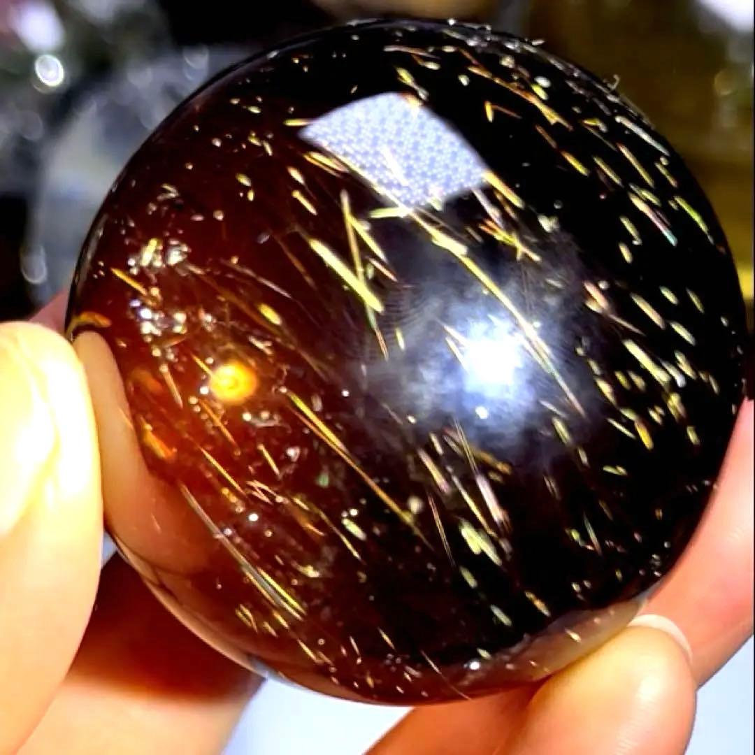 超絶綺麗　52mm ゴールドルチルクォーツ　丸玉 スフィア　金針水晶