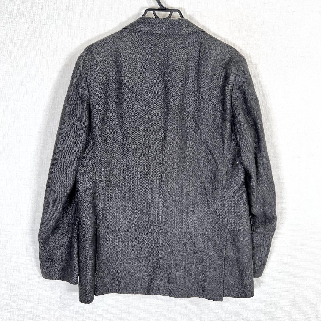 【Papas】パパス リネン100% グレー系 ジャケット 紳士服 Lサイズ