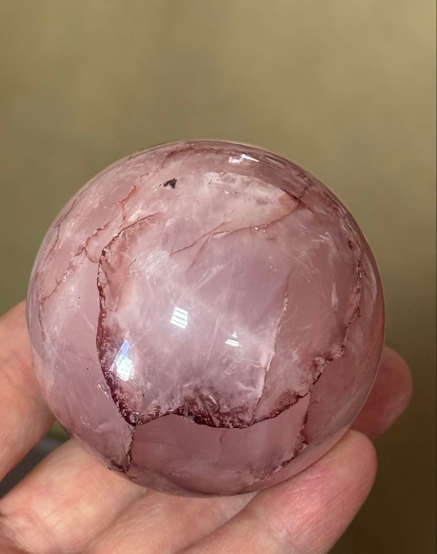 レア　スターローズクォーツ　ファイヤー共生　スフィア5.84cm 六芒星　天然石