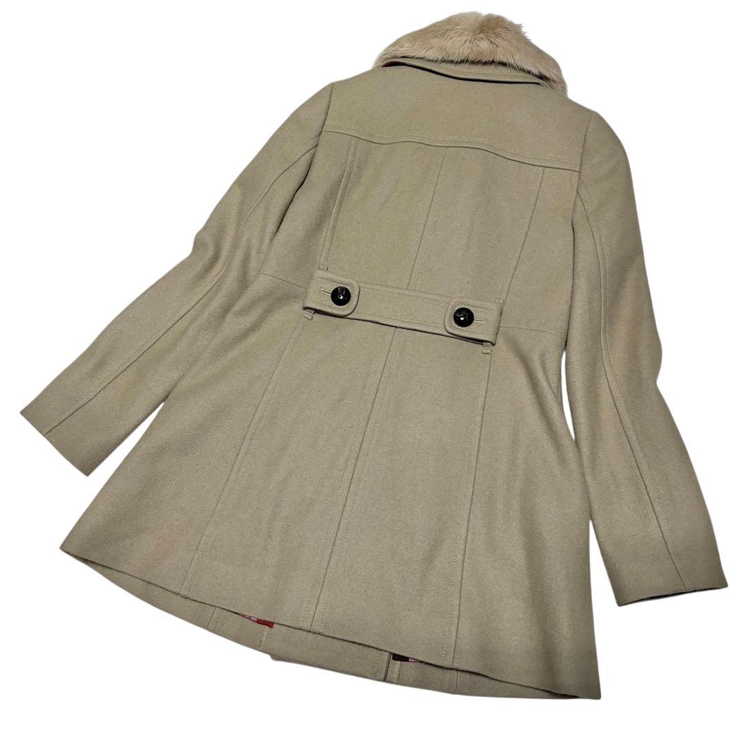 極美品 ブルーレーベルクレストブリッジ ウールコート ラビットファー 2WAY