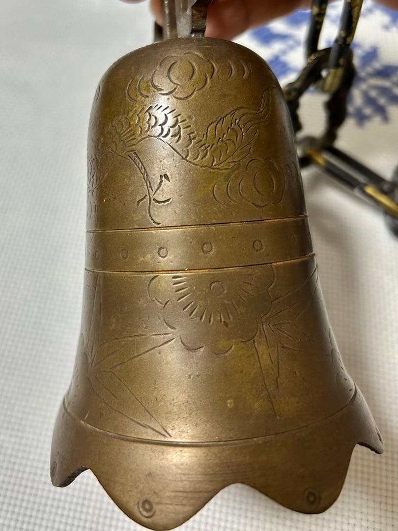 アンティーク　銅製龍図の鐘　音色綺麗　総重742g