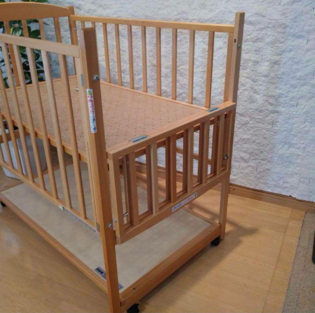 KATOJI　ハイタイプ　ベビーベッド　ツーオープン　ナチュラル