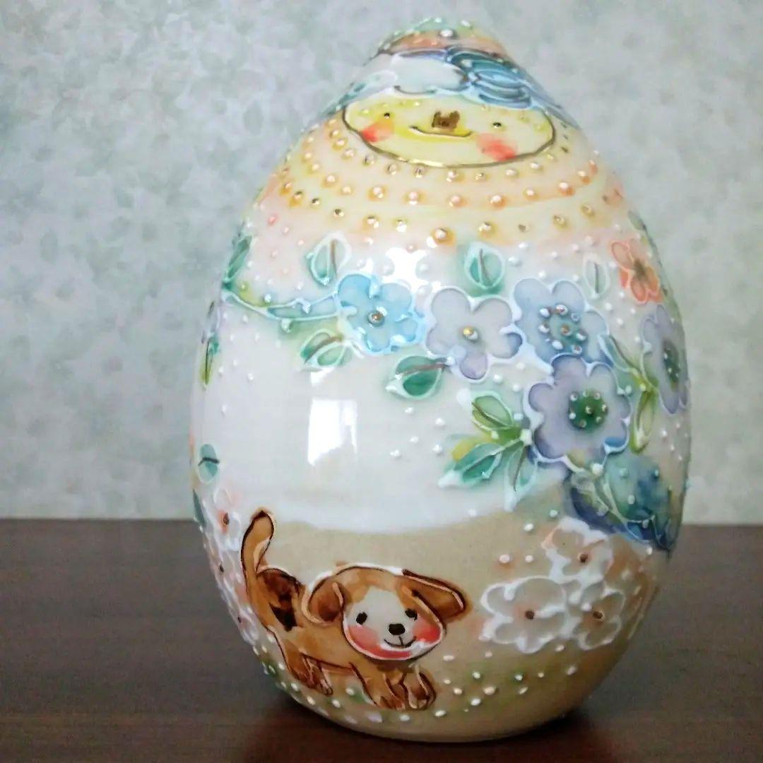 花瓶　作家　内藤加奈子　可愛い　美品　イヌ　ウサギ　陶器　花器
