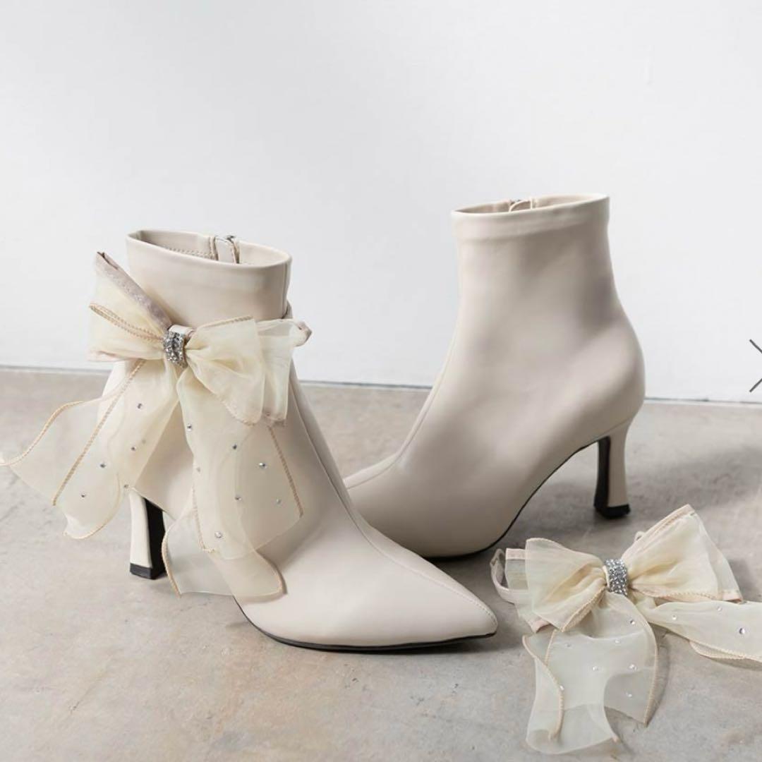 RANDA ランダ　2wayシアーリボンショートブーツ　Lサイズ