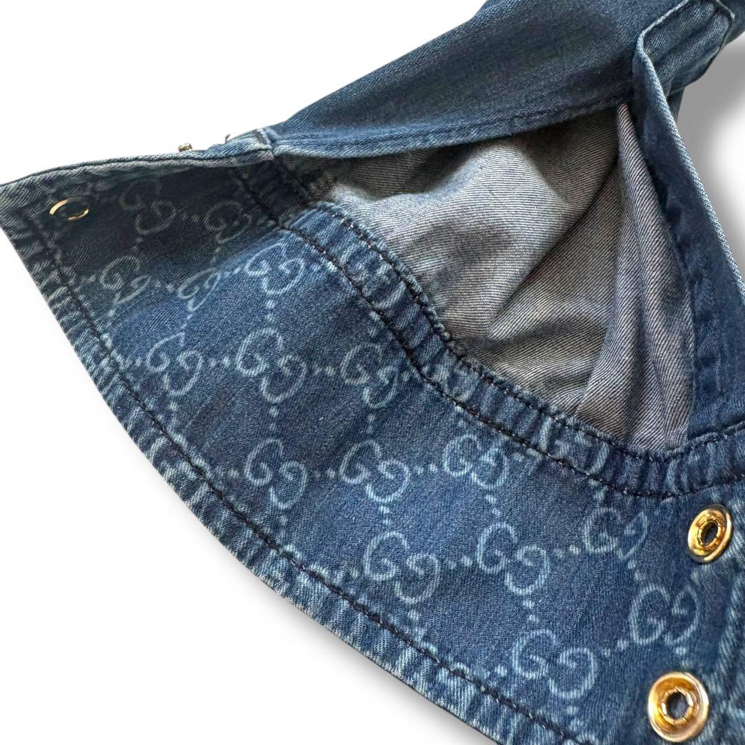 GUCCI デニムワンピース　GG柄　ロゴ刻印金ボタン　シェリーライン　36
