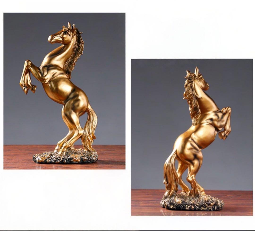 金馬＆黒馬 金運UP 仕事運UP 風水 開運 置物 午年 インテリア オブジェ