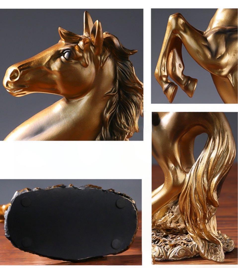 金馬＆黒馬 金運UP 仕事運UP 風水 開運 置物 午年 インテリア オブジェ