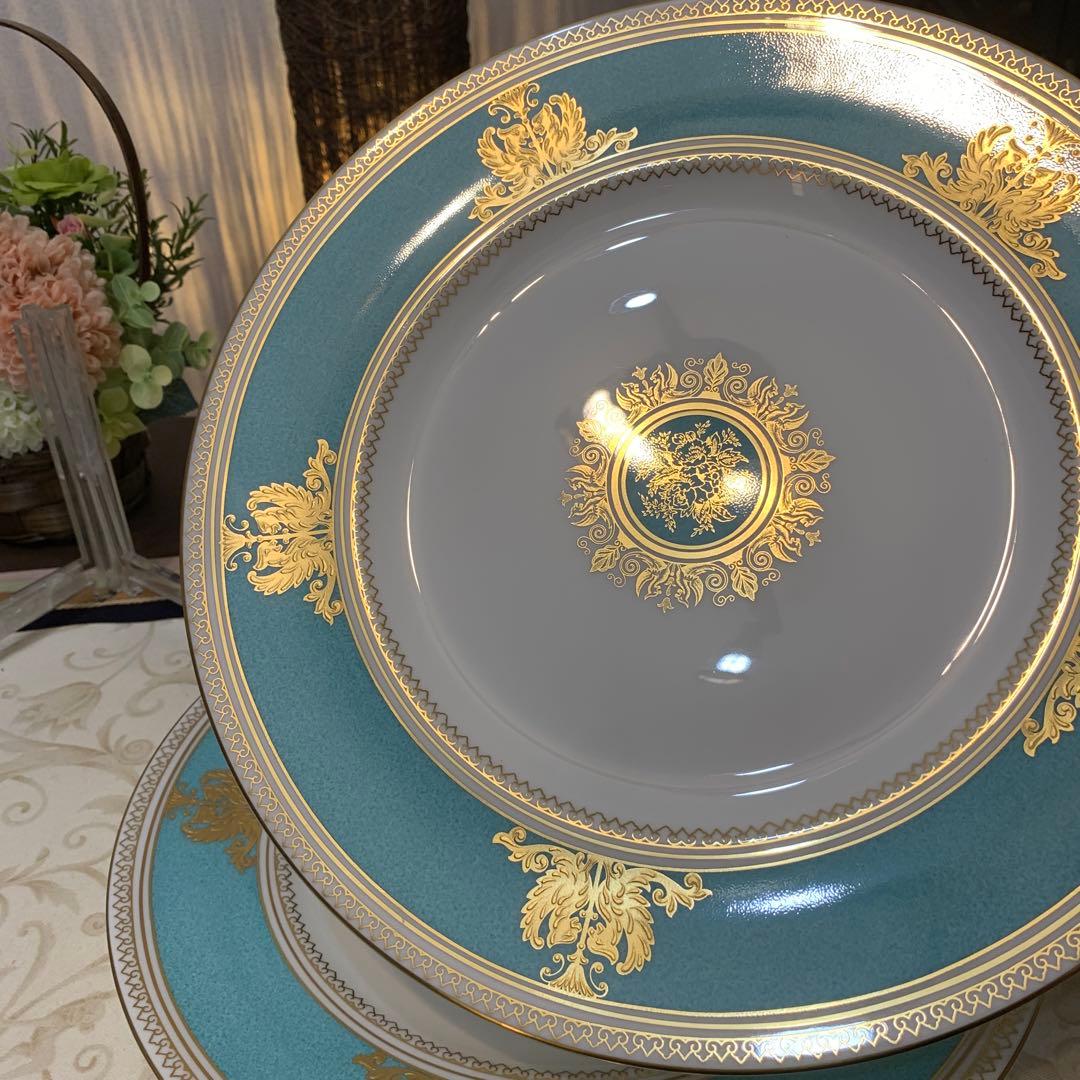 希少ウェッジウッド コロンビア　パウダー　ターコイズ　27cmディナープレート