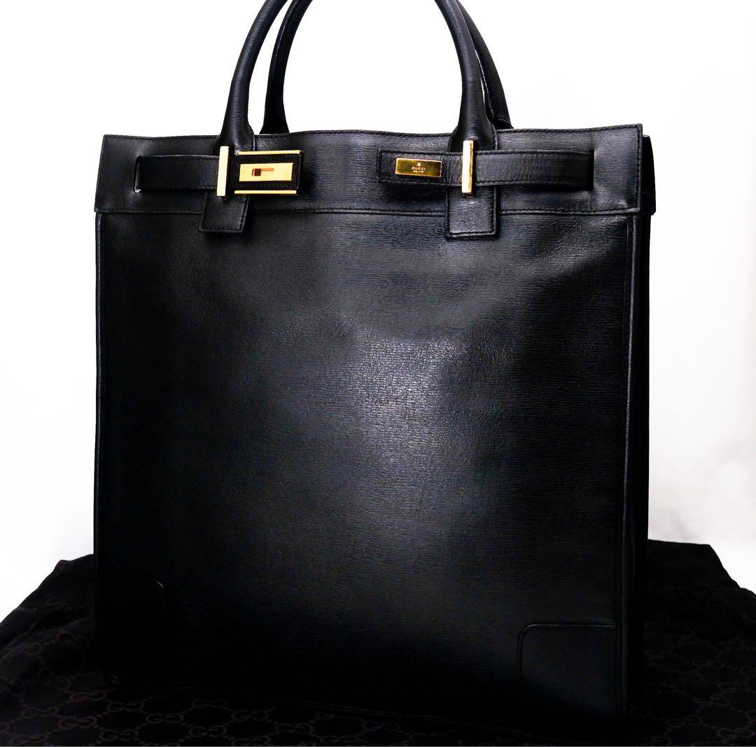 超美品　GUCCI グッチ　レザー　トートバッグ　バッグ　ビジネス　黒　袋付