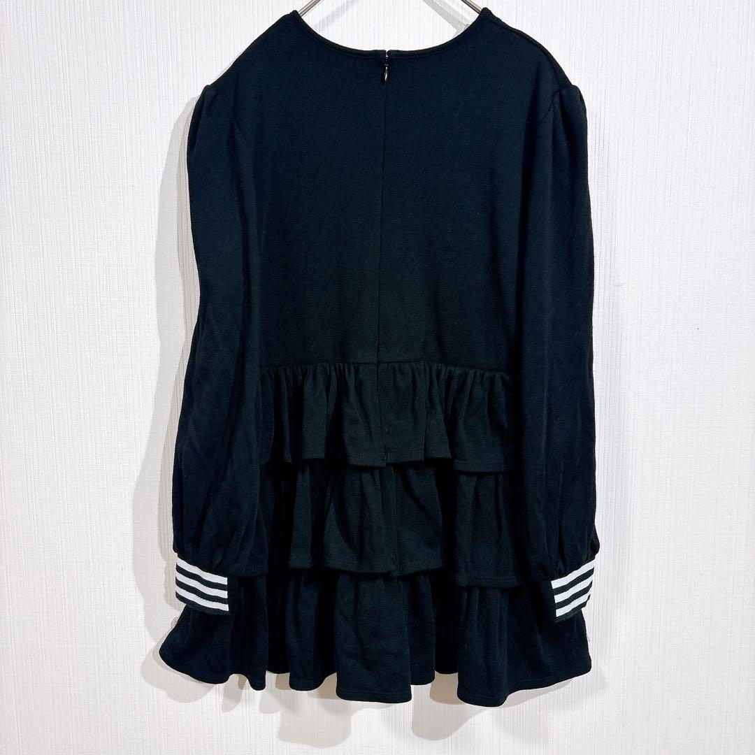 ボーダーズアットバルコニー ティアード ウール ブラウス チュニック ブラック