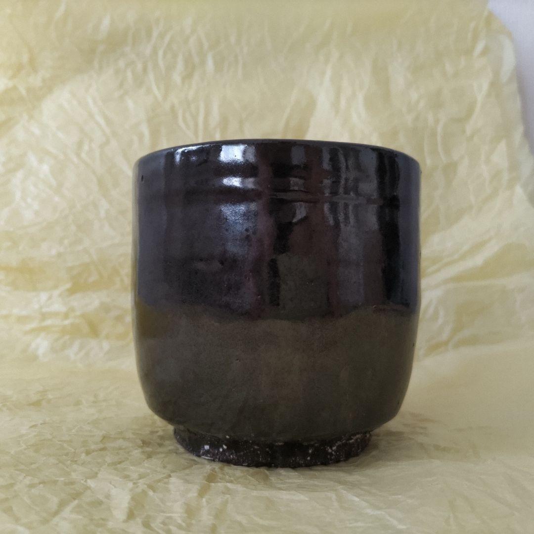 小林東五　黒釉筒碗「入玄」　共箱　中古品　茶道具　茶碗　筒茶碗