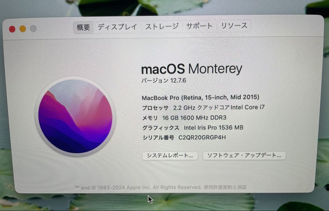 MacBook本体 MacBook Pro Retina, 15-inch,Mid 2015