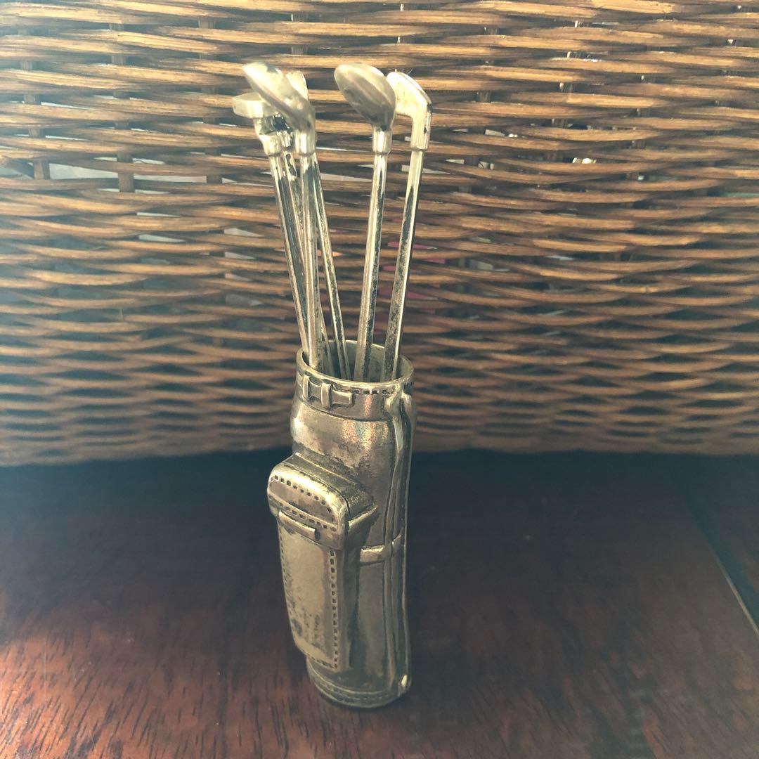 ゴルフモチーフ　シルバー製　フルーツフォークセット