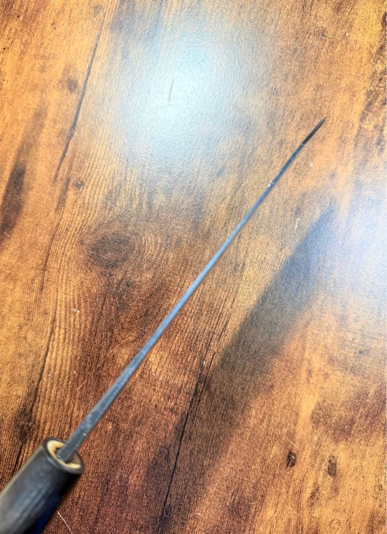 堺白鶴作　文化　包丁　黒打 青鋼　6寸　水牛角柄