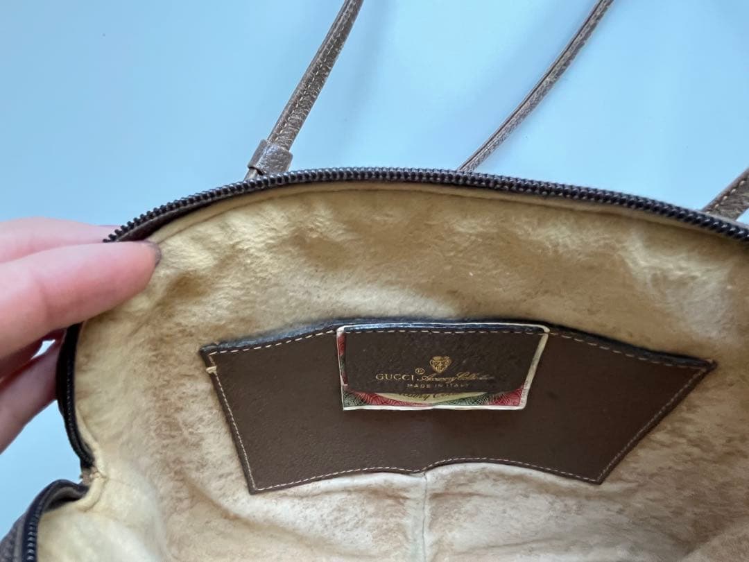 GUCCI シェリーライン GG レザー ベージュ ショルダーバッグ