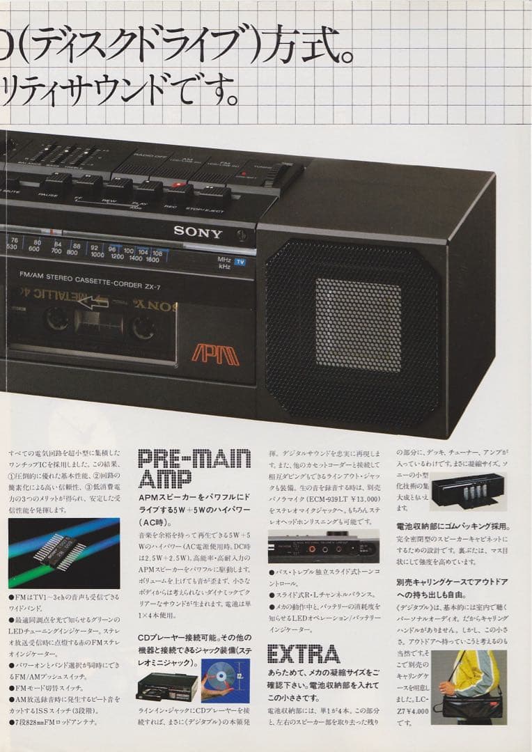 希少 SONY ZXー7 AM FM ステレオカセットレコーダー