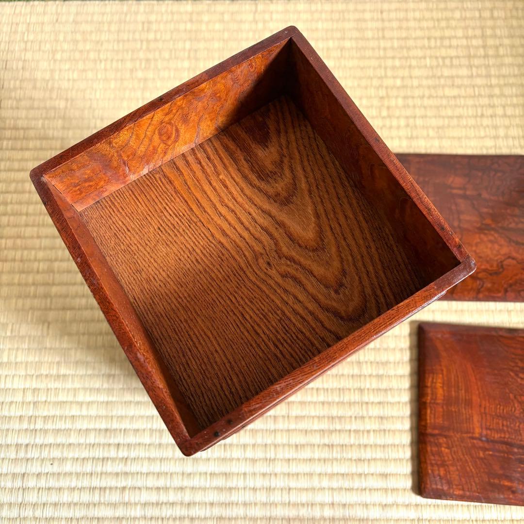 重箱　五段　木製　欅　古民芸　骨董　古美術　アンティーク　大正　昭和　工芸