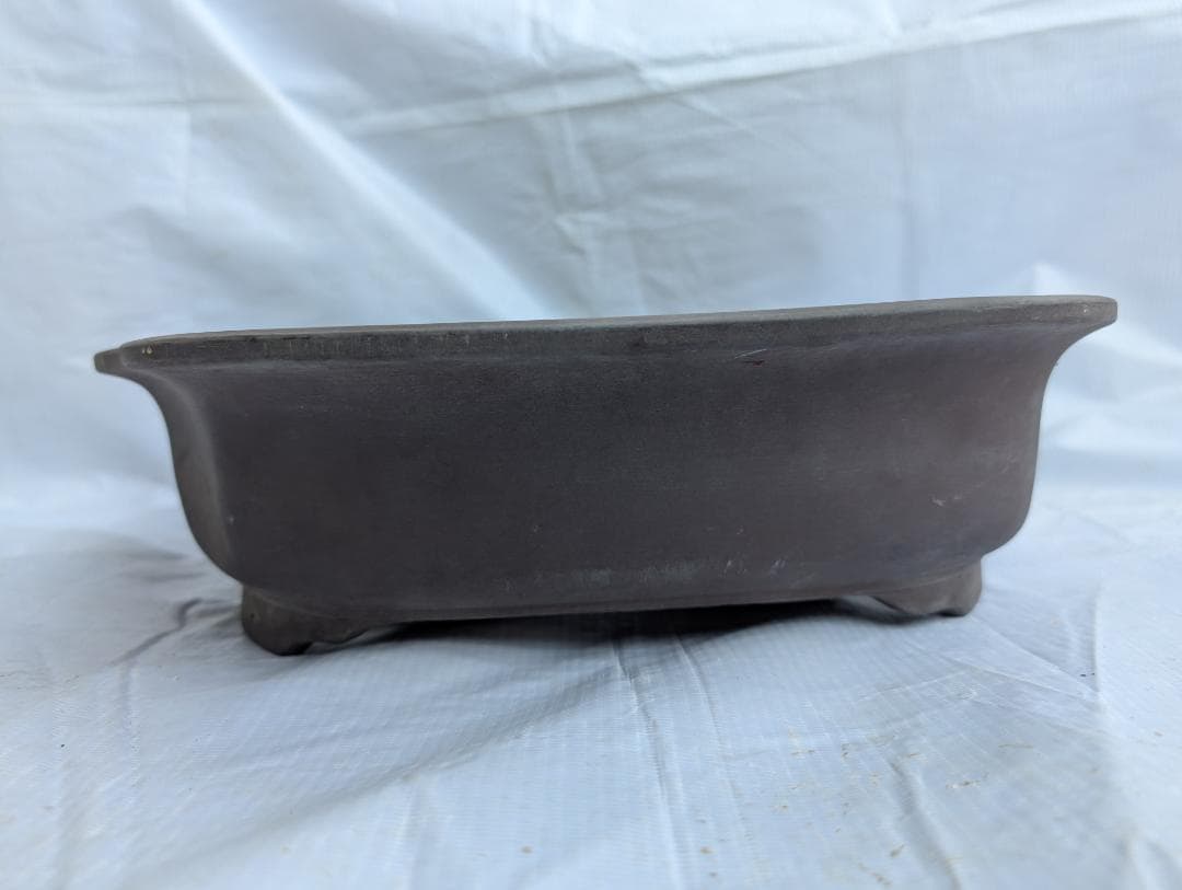 大型 盆栽鉢 約46.5cm 朱泥風 長方鉢 無銘 鉢植え 和鉢