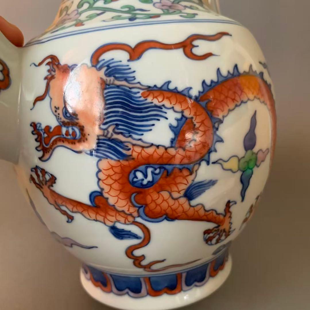 N407, 中国美術　とう彩　水注　大清乾隆年製銘