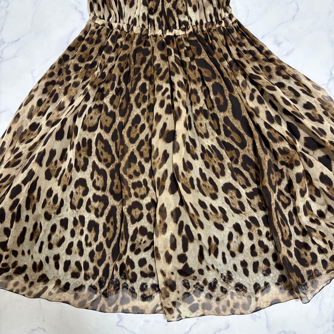 美品 DOLCE & GABBANA レオパード柄 シルク ワンピース 38 M