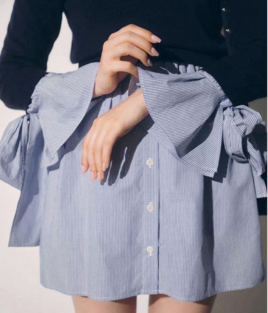 【本日削除】SNIDEL ニットセットブローチ付きミニシャツワンピース