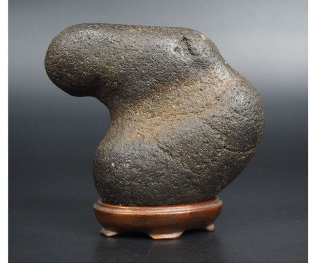 送料無料　水石愛好家蔵品放出 古い珍石　木台座付