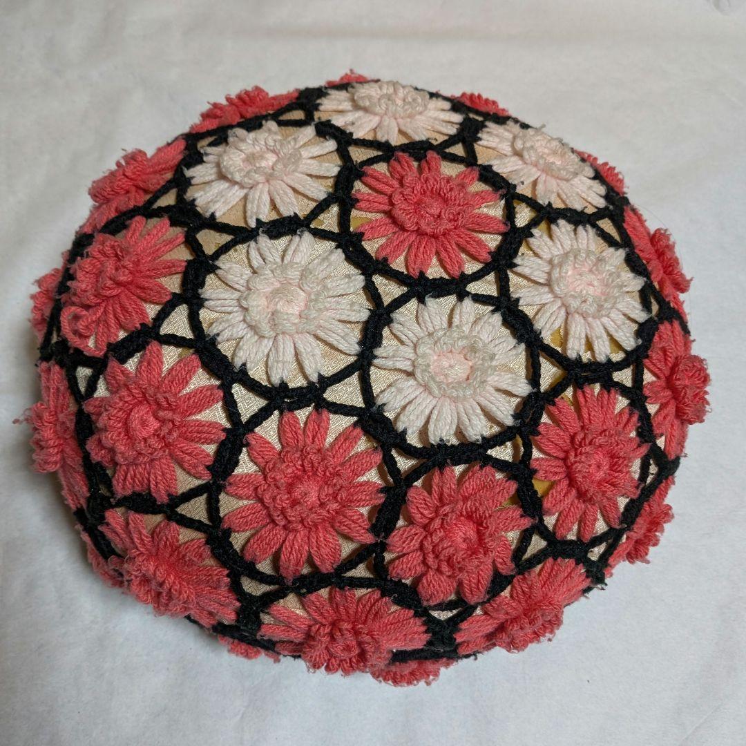 【レトロ】カラフルな花模様の刺繍クッション装飾品　3点セット