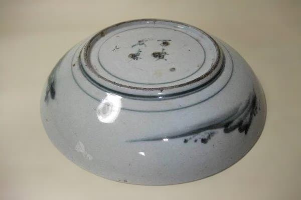 古伊万里 染付 雲文「冨貴長春」皿 時代物 逸品 古美術 江戸期