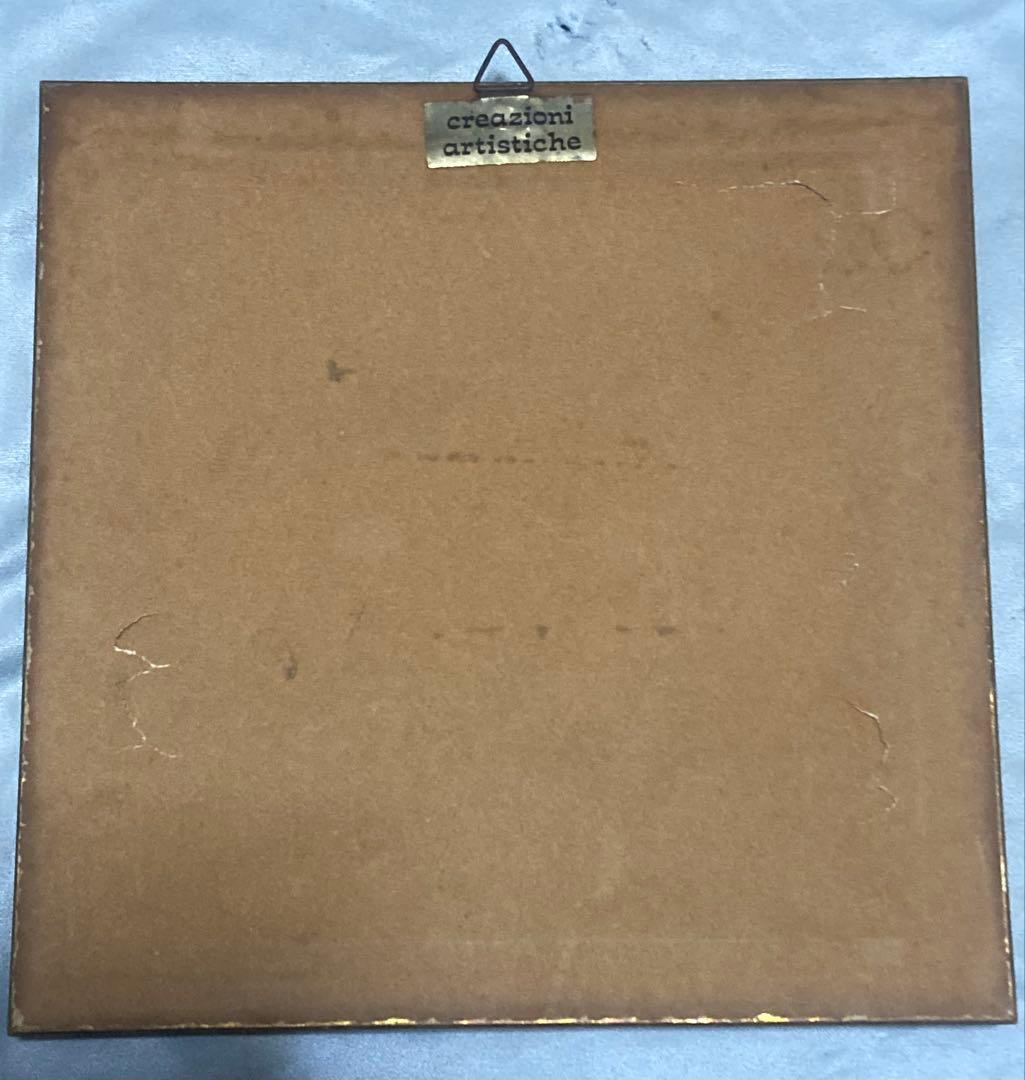 ジャンク品 刻印あり イタリア製 壁掛け 額装アート 詳細不明