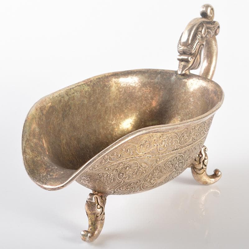 中国　白銅　唐草神獣文　爵　C　R6526E