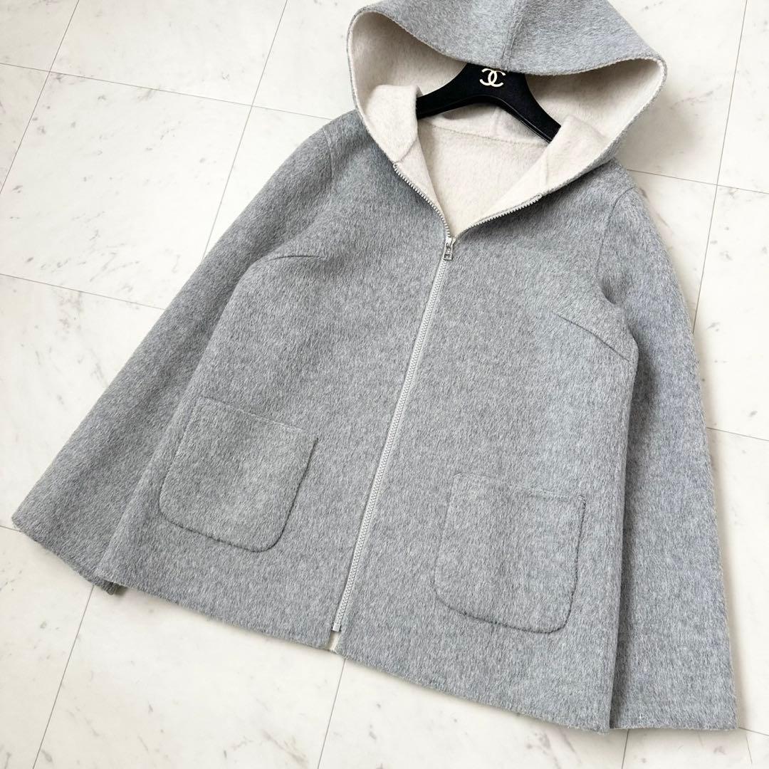 極美品❤️近年モデル　レリアン　キャラオクルス　バイカラー　ウールコート　グレー