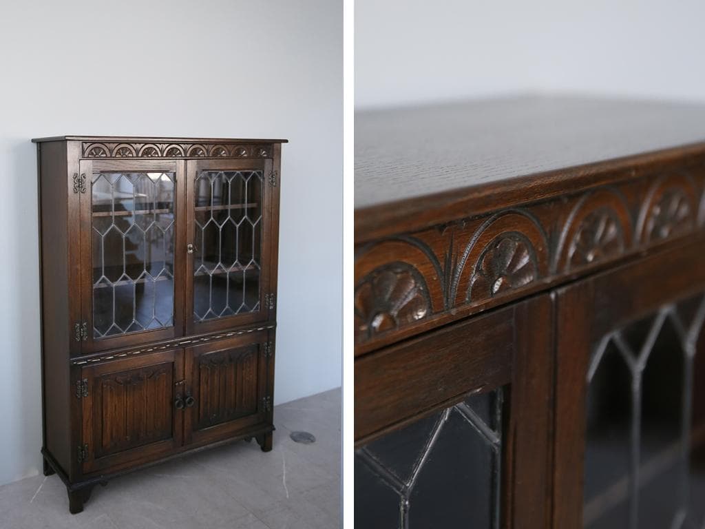 英国アンティークJC社製キャビネット/ディスプレイ棚/本棚/飾り棚(92-19)