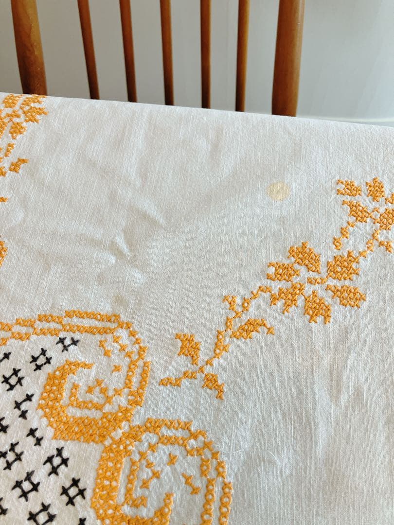 ドイツ製 アンティーク 手縫い テーブルクロス ユーロ アーコール