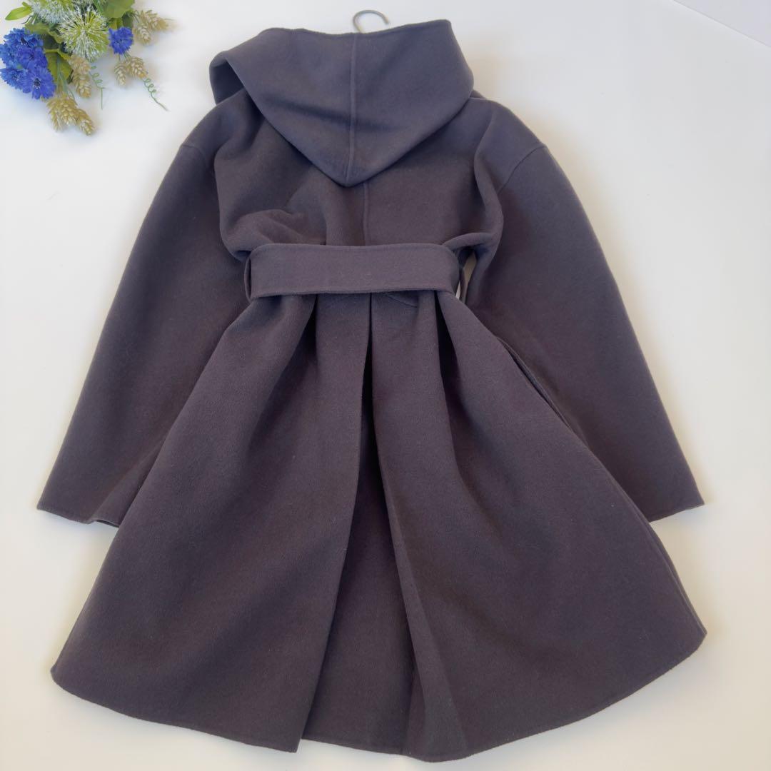 近年　定価6万　アルアバイル　ウールカシミヤ混リバーフーディコート　ベルト付き